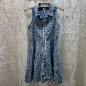 Yumi Nautical Chambray‎ Shirt Dress Womens US 0/2 Blue Anchor Print Excellent